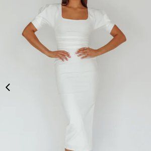 Selfie Leslie White Midi Dress